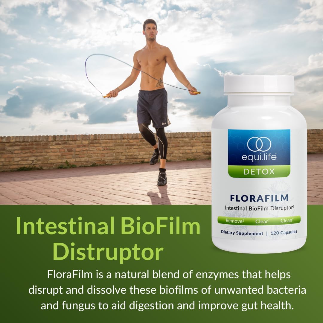 Equilife FloraFilm Digestive Enzyme Supplement for Gut Health - Supports Detox & Immunity - Non-GMO, Vegan, Gluten-Free - 120 Capsules