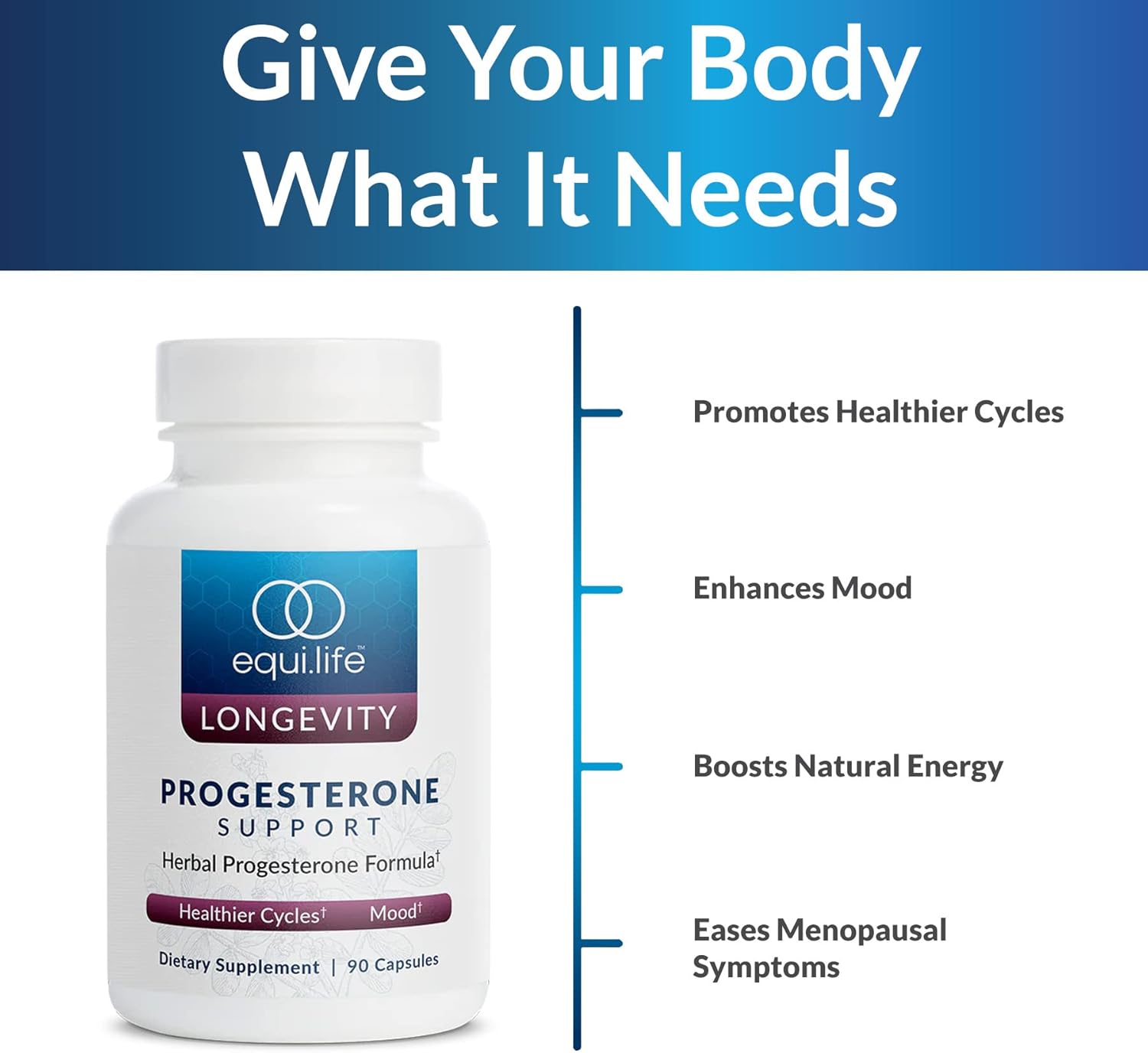 Equilife Progesterone Support Capsules - Herbal Hormonal Balance for Women, Menstrual Pain Relief, Non-GMO, Gluten-Free - 90 Count