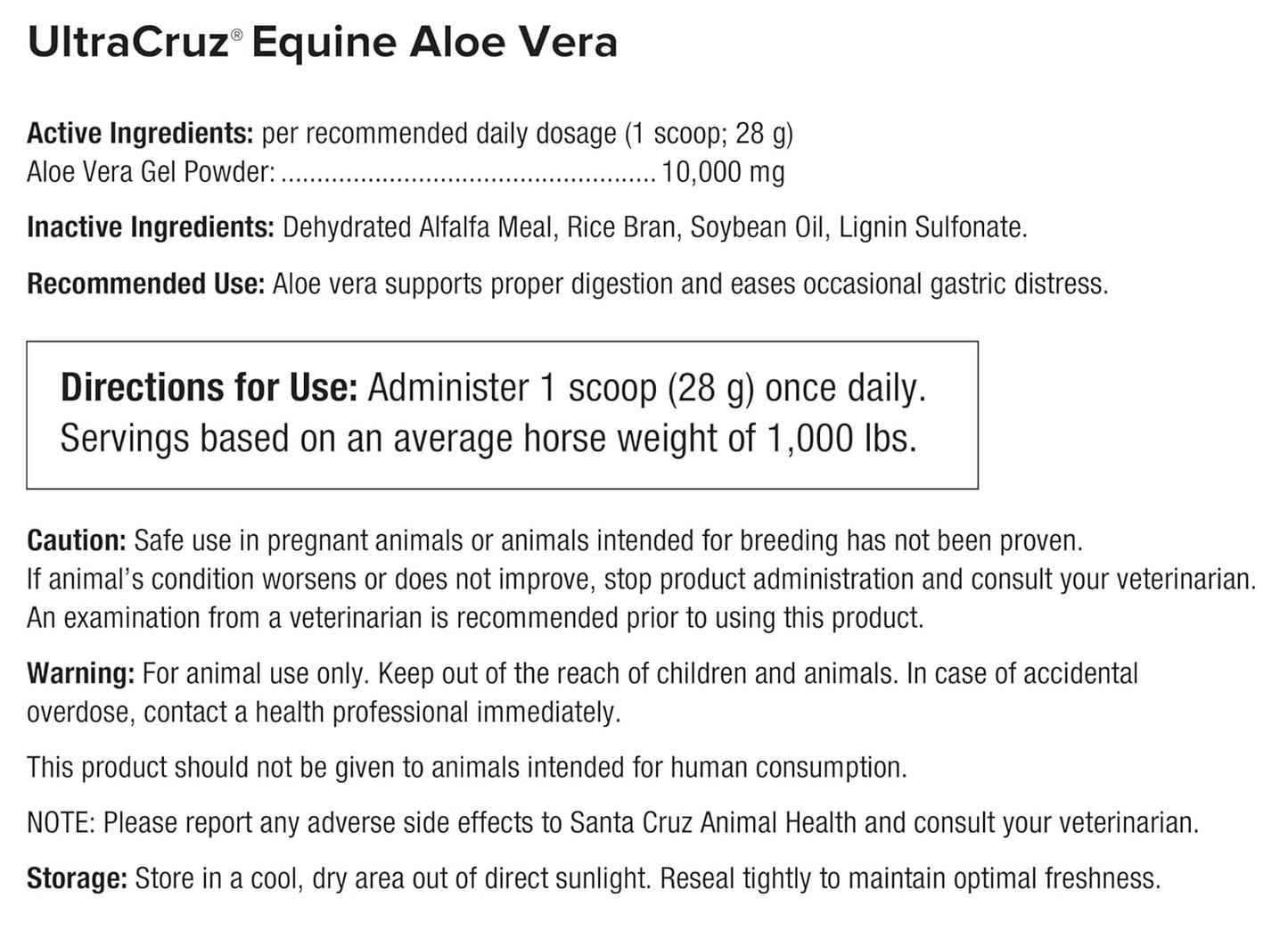 Equine Aloe Vera Supplement for Horses, 10 lb Pellet - 162 Day Supply by UltraCruz
