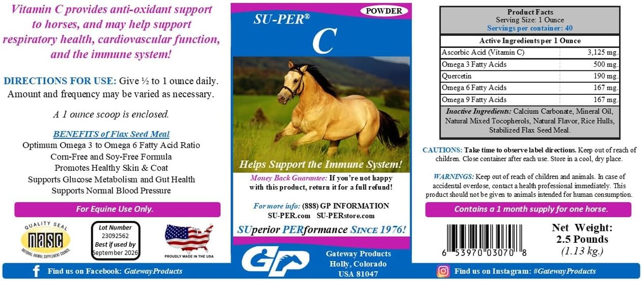 Equine Antioxidant & Immune Support Supplement with Vitamin C - Horse Vitamins & Minerals - 5 Pounds Total