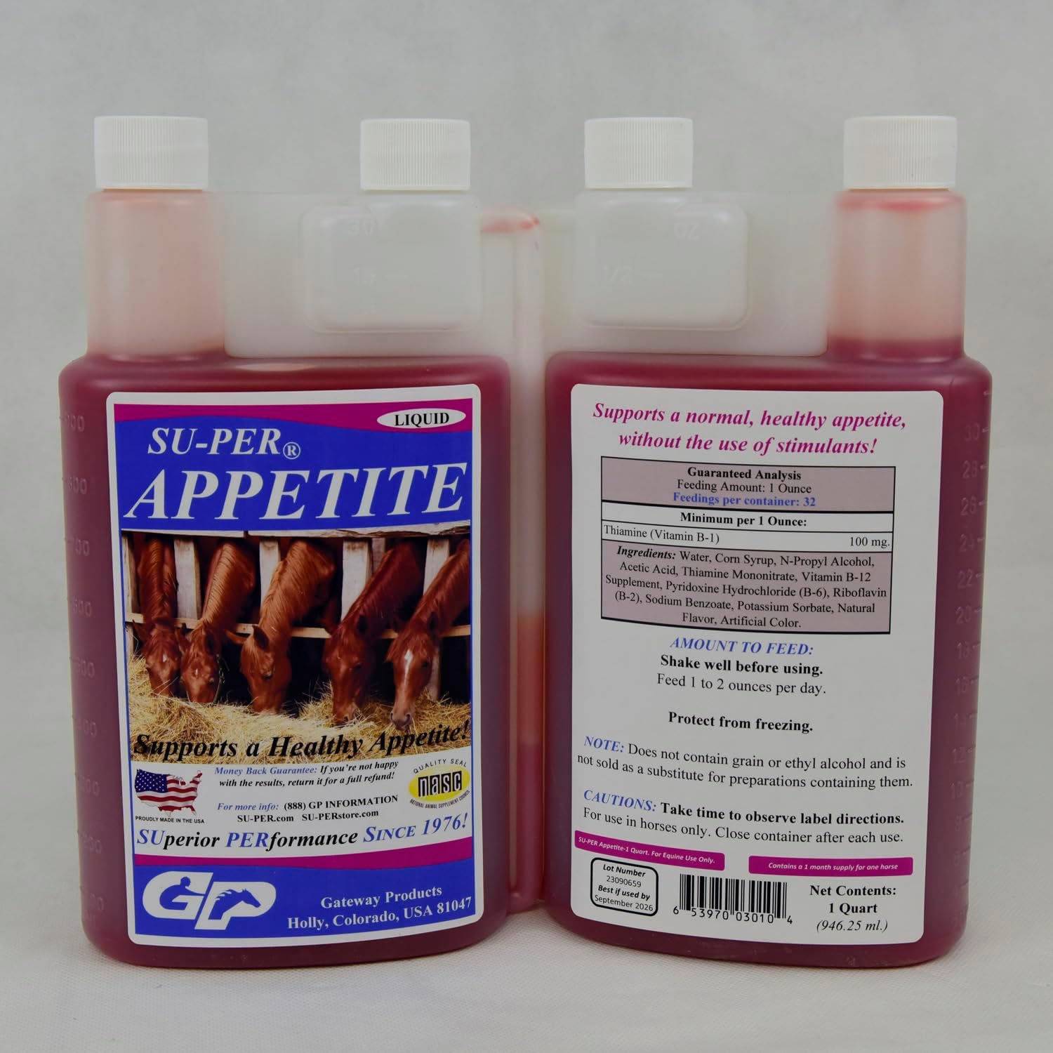 Equine Appetite Booster Liquid Feed Supplement - Vitamin Support for Healthy Appetite - 1 Quart, (2 Pack) - SU-PER Horse Appetite Supplement