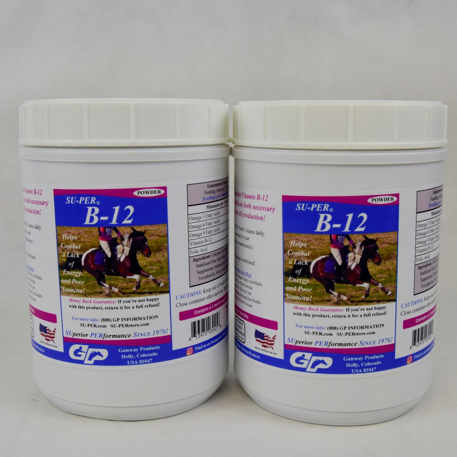 Equine B-12 Energy Supplement with Folic Acid - 2.5 lb Powder (2 Pack)