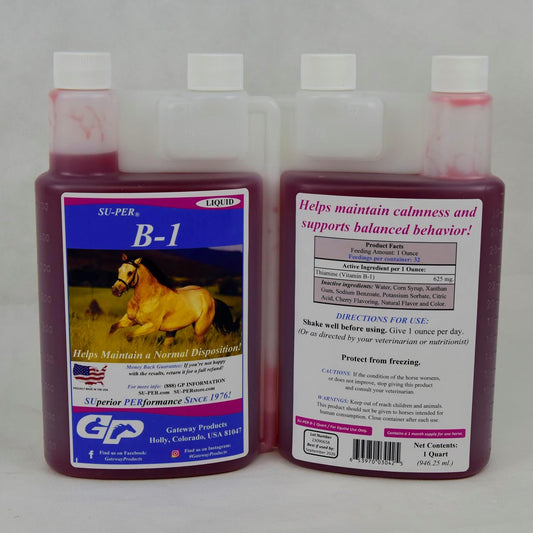 Equine Calming Liquid Supplement with Vitamin B-1 - Horse Calmer and Appetite Booster - 1 Quart, (2 Pack)