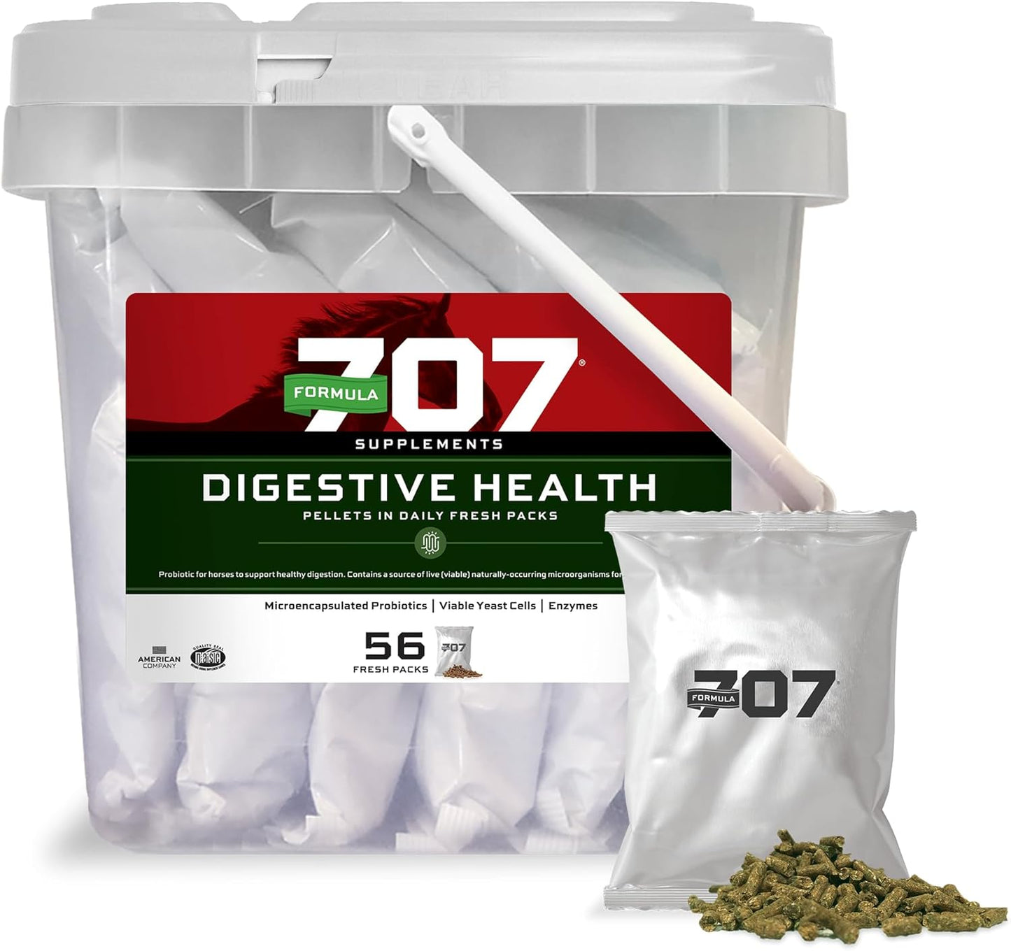 Equine Digestive Health Supplement with Probiotics, Prebiotics & Enzymes - 28 Day Supply