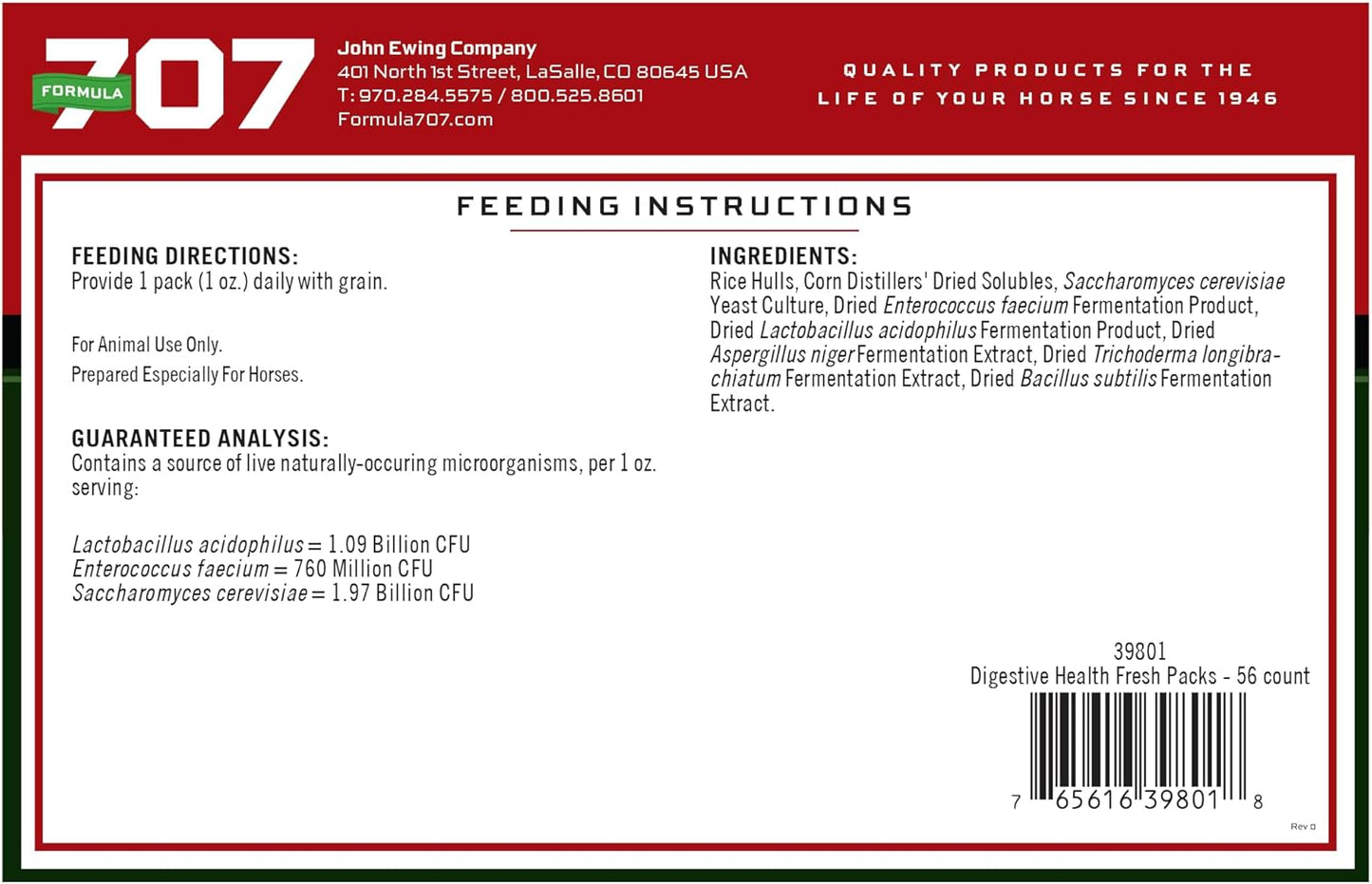 Equine Digestive Health Supplement with Probiotics, Prebiotics & Enzymes - 28 Day Supply