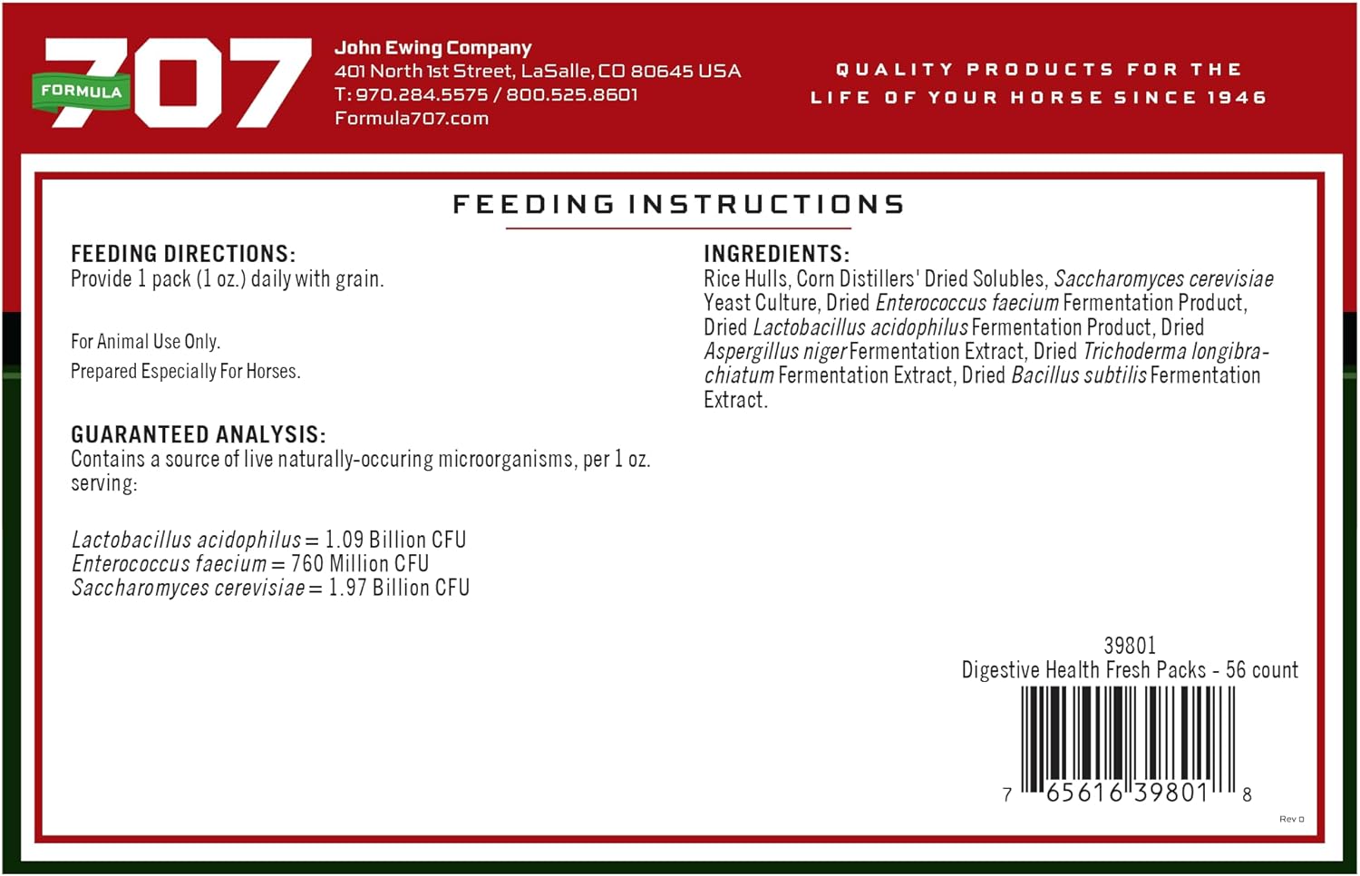 Equine Digestive Health Supplement with Probiotics, Prebiotics & Enzymes - 28 Day Supply