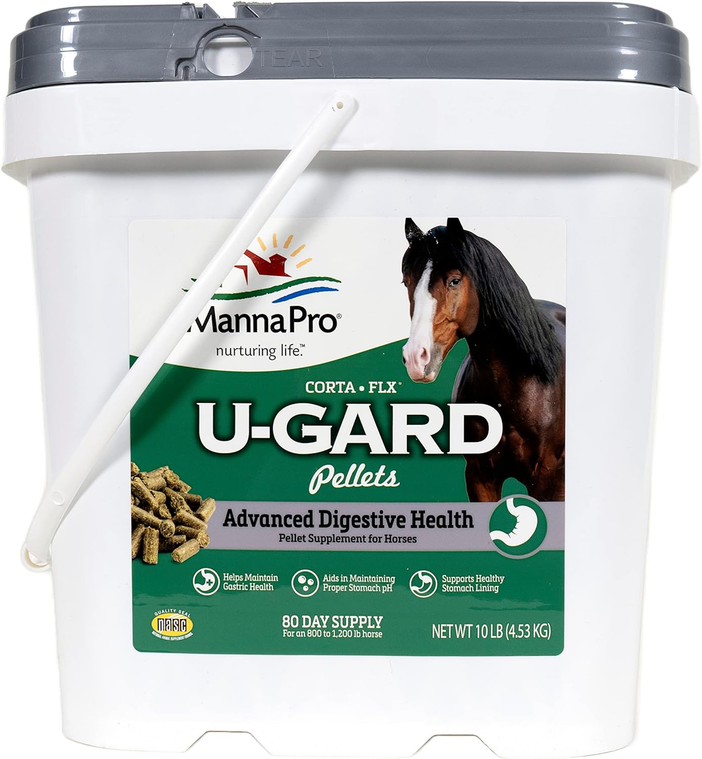 Equine Digestive Supplement: Manna Pro Corta-Flx U-Gard Pellets - Maintain Gastric Health, Prevent Ulcers - 10 LB