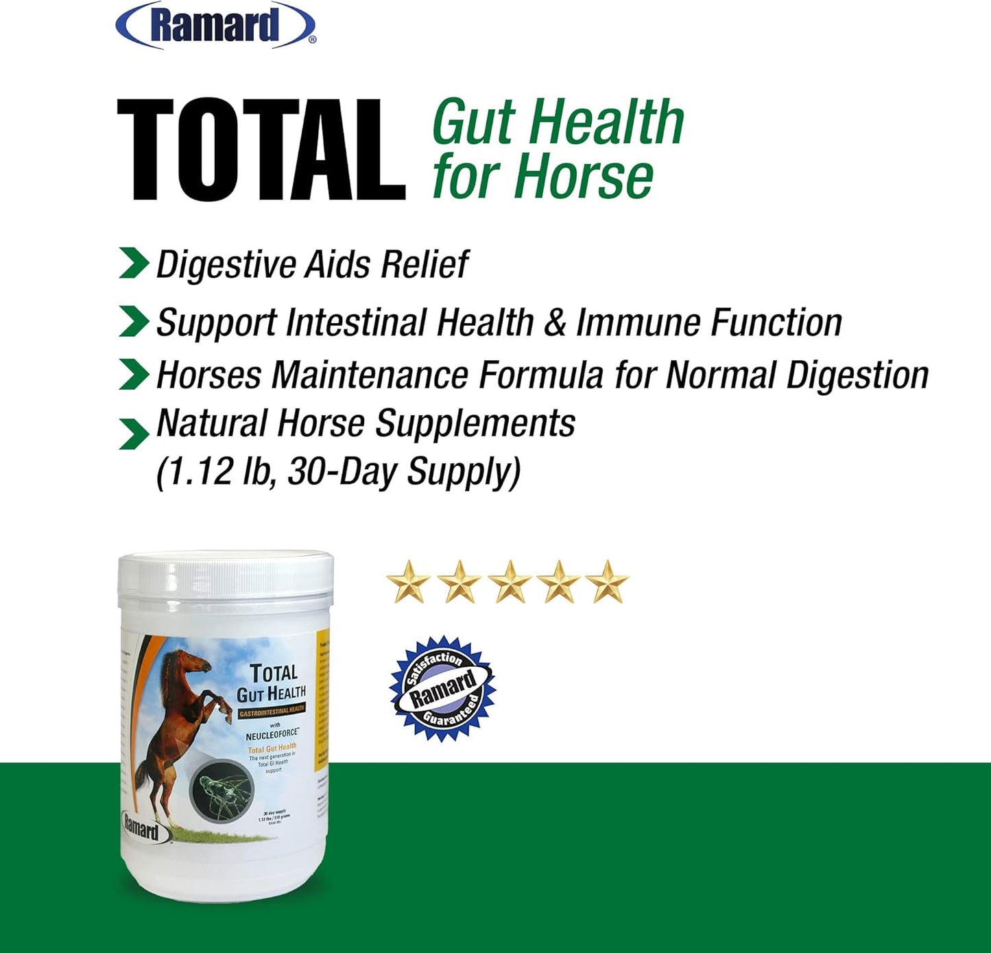 Equine Digestive Support Supplement for Healthy Gut & Gastric Relief - Probiotics & Vitamins for Horses, Optimum Digestive Health - 30-Day Supply