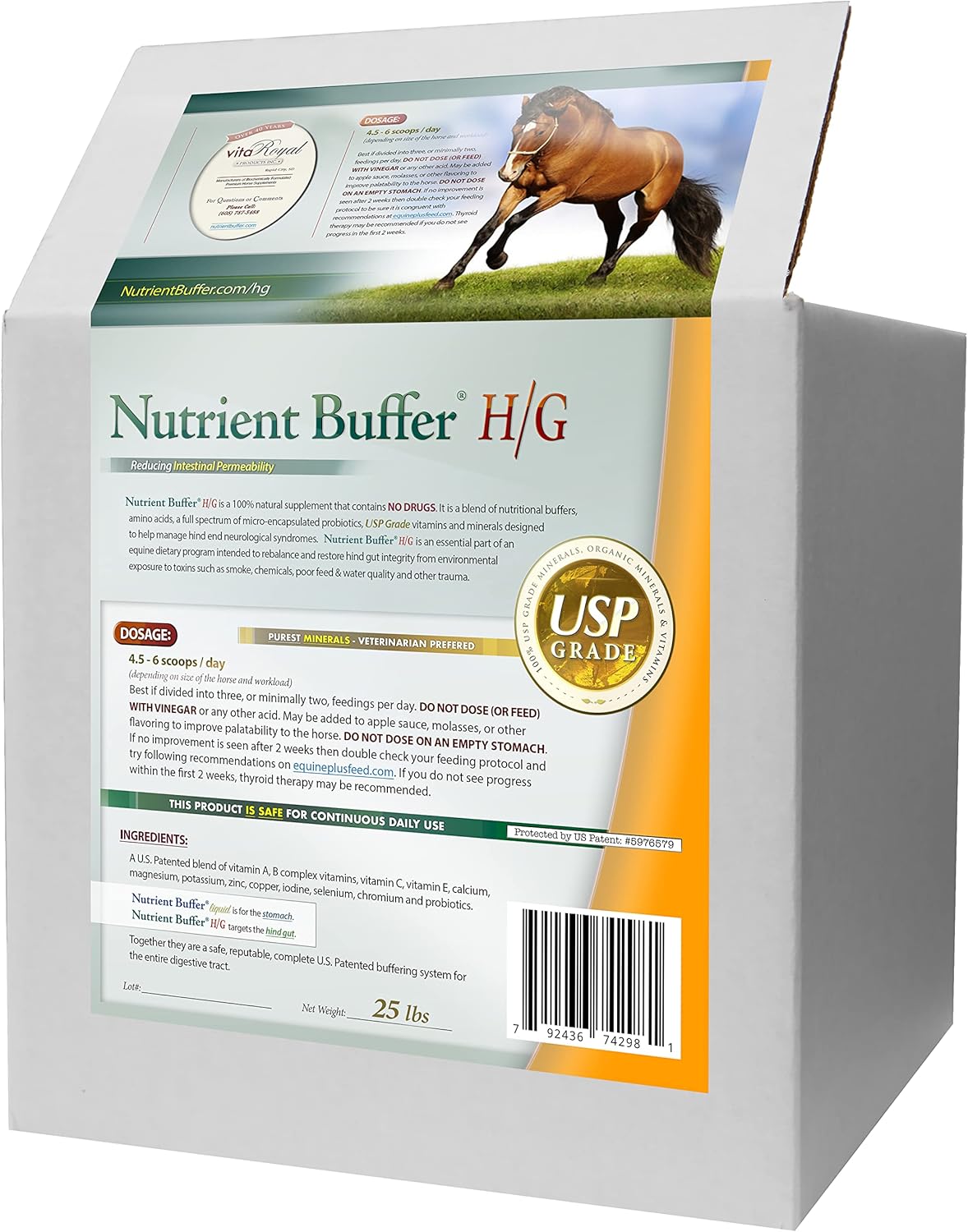 Equine Hind Gut Digestive Support Formula - Nutrient Buffer HG for Lower Gastric Health in Horses
