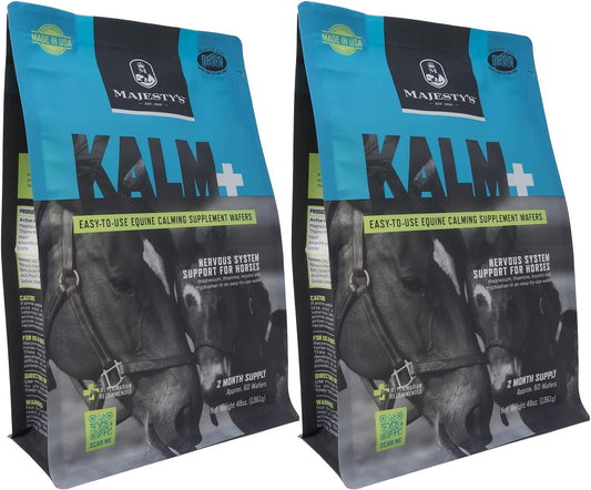 Equine Majesty Kalm Wafers - Promotes Balanced Horse Behavior & Healthy Nervous System (2 Pack, 120 Count)