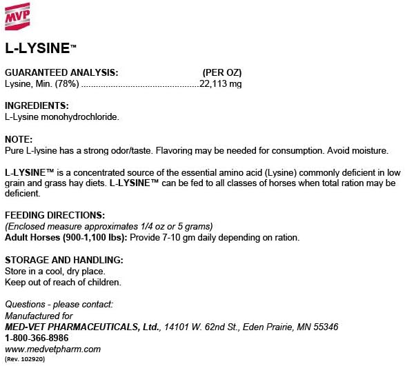 Equine Muscle and Immune Support Supplement - MVP L-Lysine (10lb)