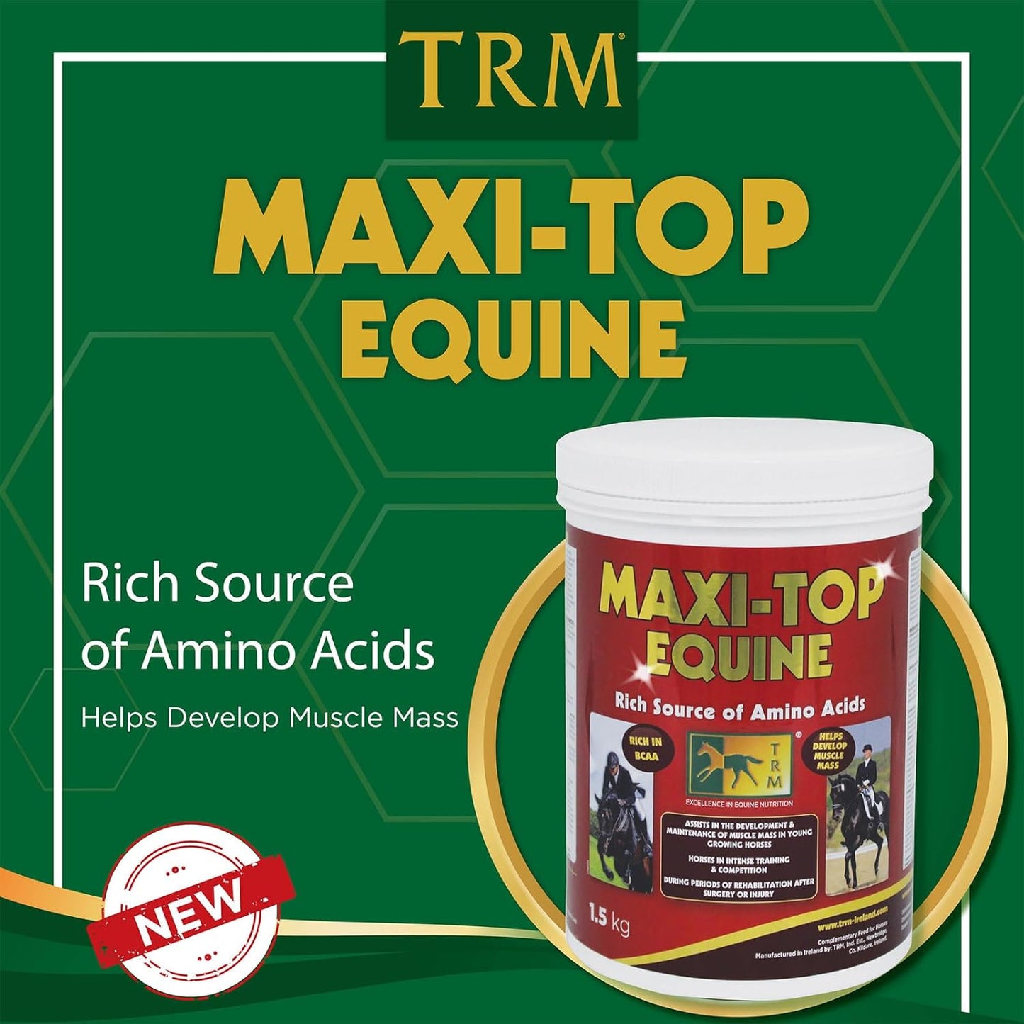 Equine Muscle Growth Supplement with Protein, Vitamin E, Amino Acids - 3.3 lb (1.5 Kg)