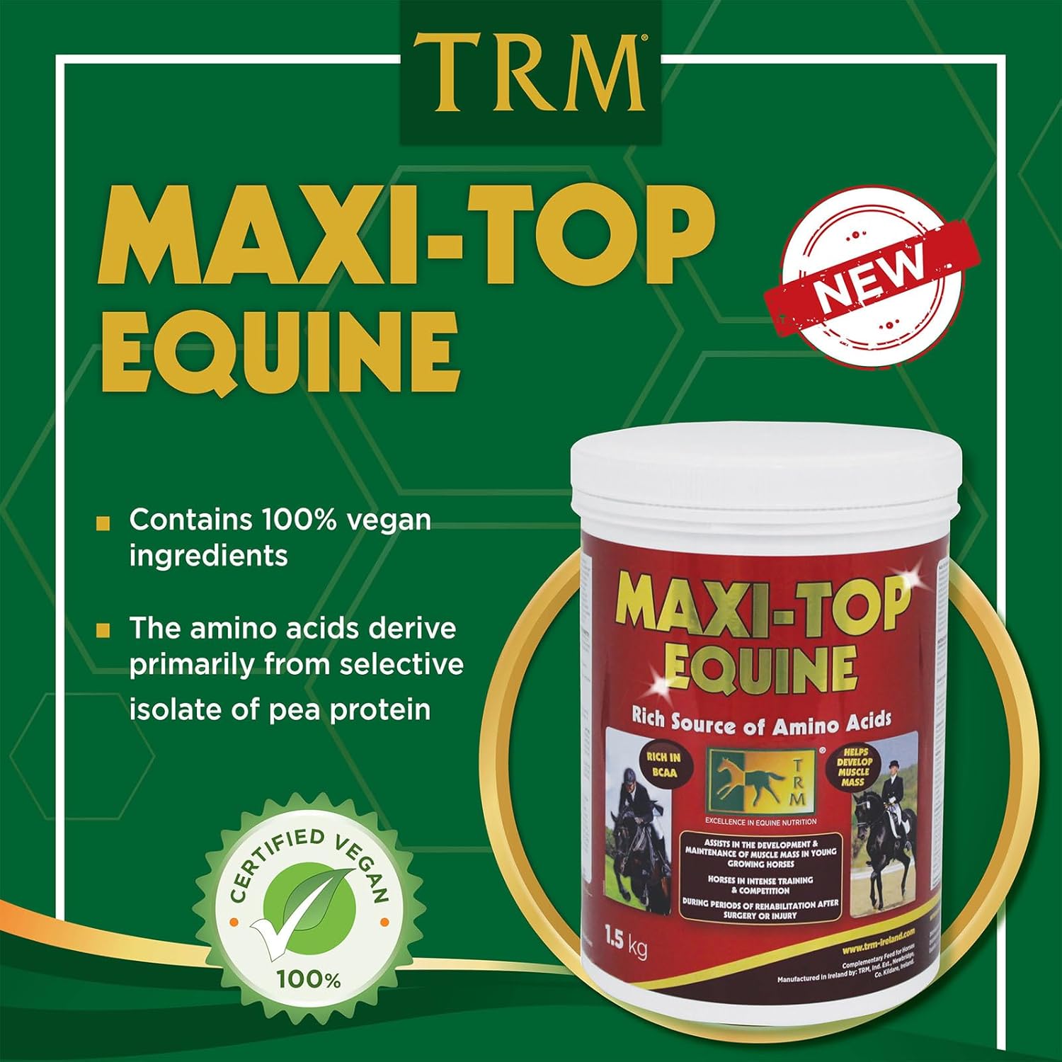 Equine Muscle Growth Supplement with Protein, Vitamin E, Amino Acids - 3.3 lb (1.5 Kg)