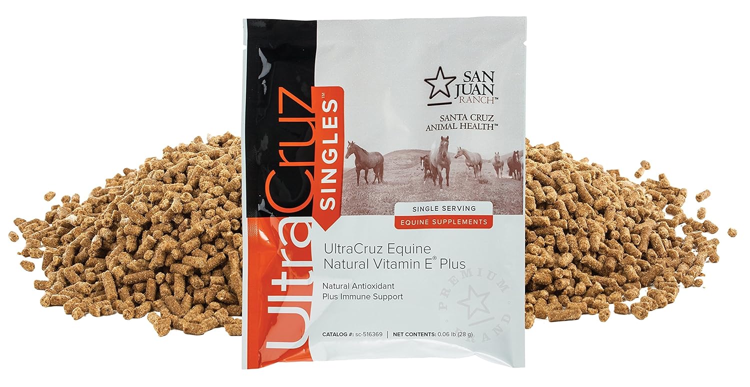Equine Natural Vitamin E Plus Supplement for Horses - 60 Single Servings, Pellet Formula