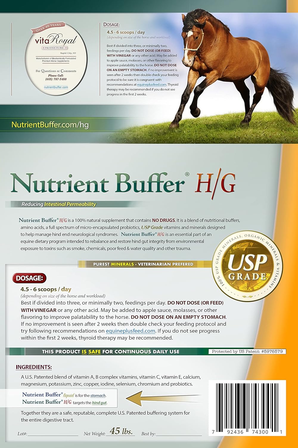 Equine Nutrient Buffer HG: Support Formula for Lower Gastric Digestion in Horses