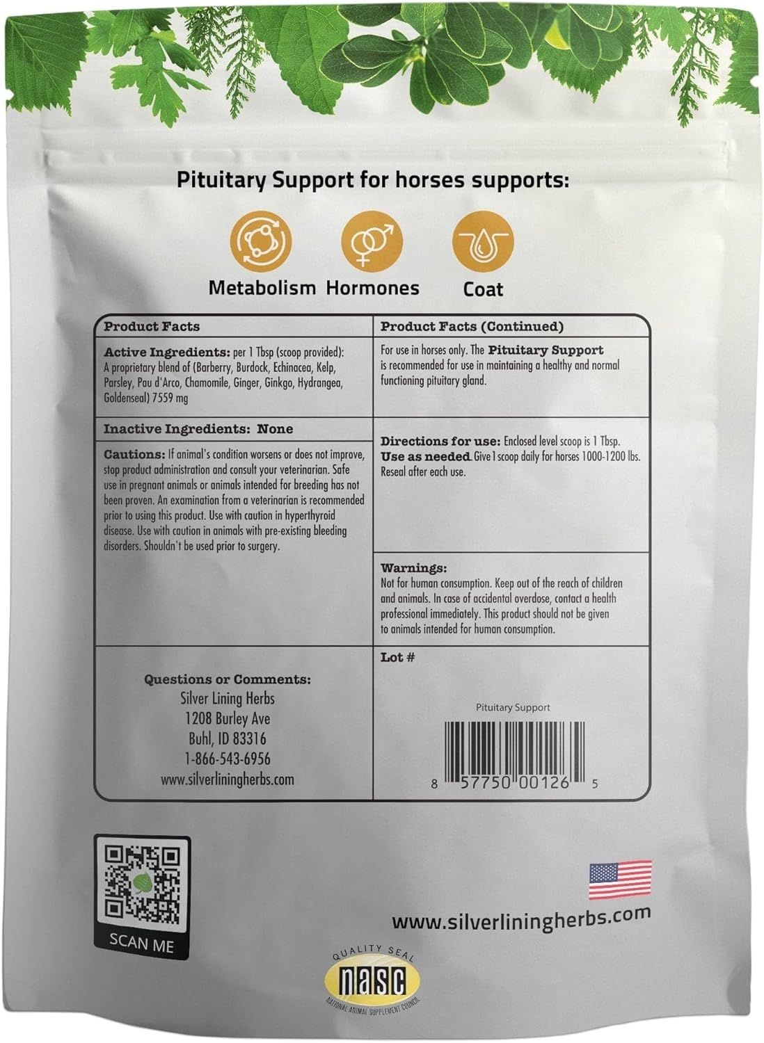 Equine Pituitary Support Herbal Blend for Senior Horses - 1 lb Bag - Promotes Normal Function & Health - Natural Solution for Pituitary Dysfunction