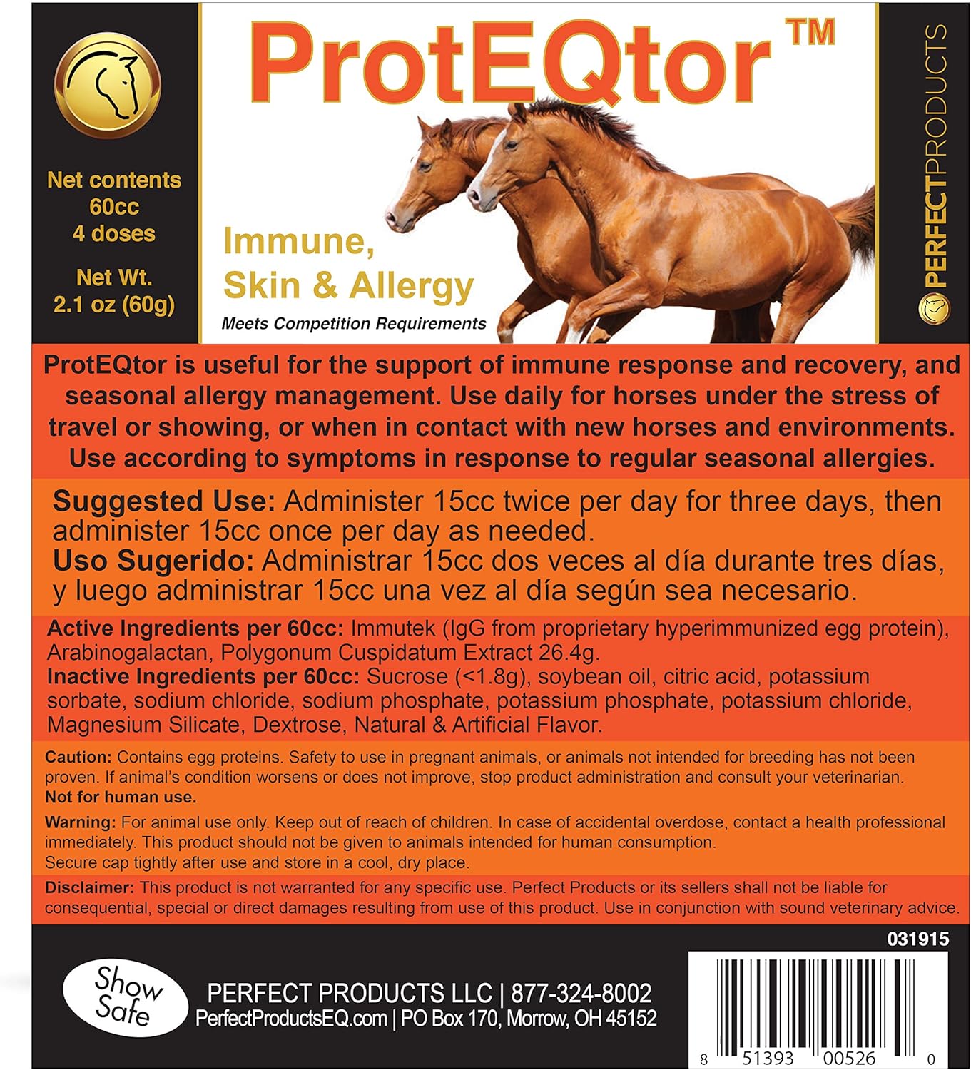 Equine Seasonal Allergy Relief Paste with Immune-Boosting Benefits, 60cc - ProtEQtor 4-Dose Horse Supplement
