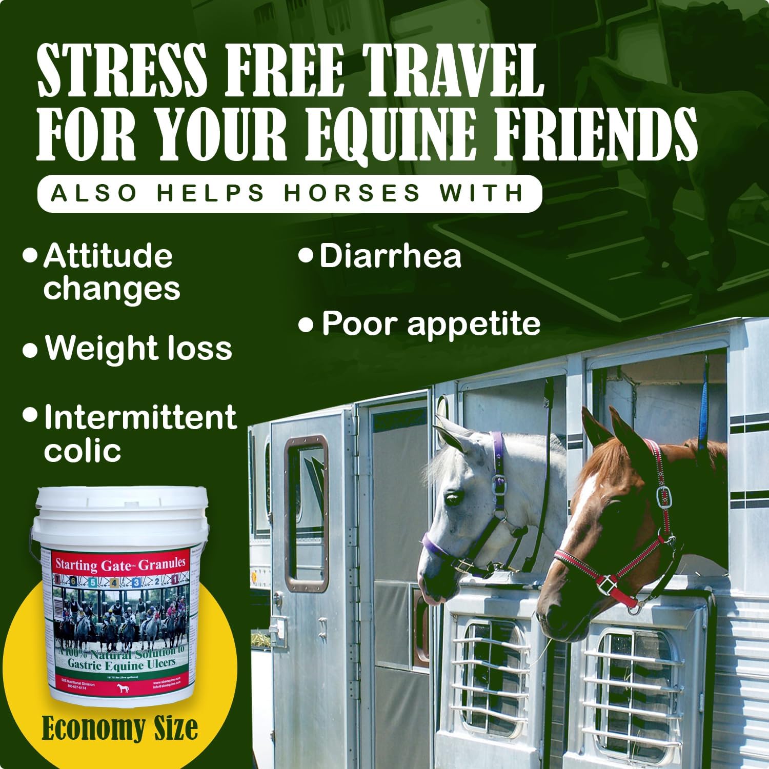 Equine Starting Gate Granules: Calming Horse Supplement for Gastric Ulcers (5-Gallon Pail, 15-Week Supply)