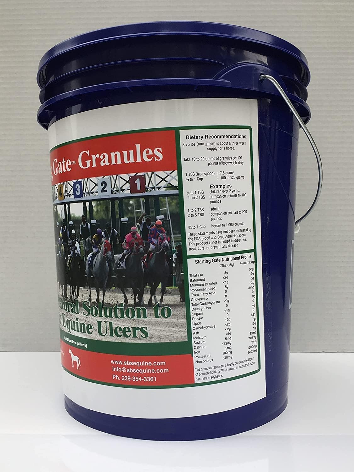 Equine Starting Gate Granules: Calming Horse Supplement for Gastric Ulcers (5-Gallon Pail, 15-Week Supply)