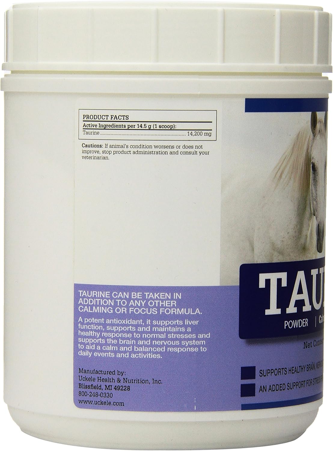 Equine Taurine Supplement for Calmative Support - Vitamin & Mineral Formula for Horses - 2 lb