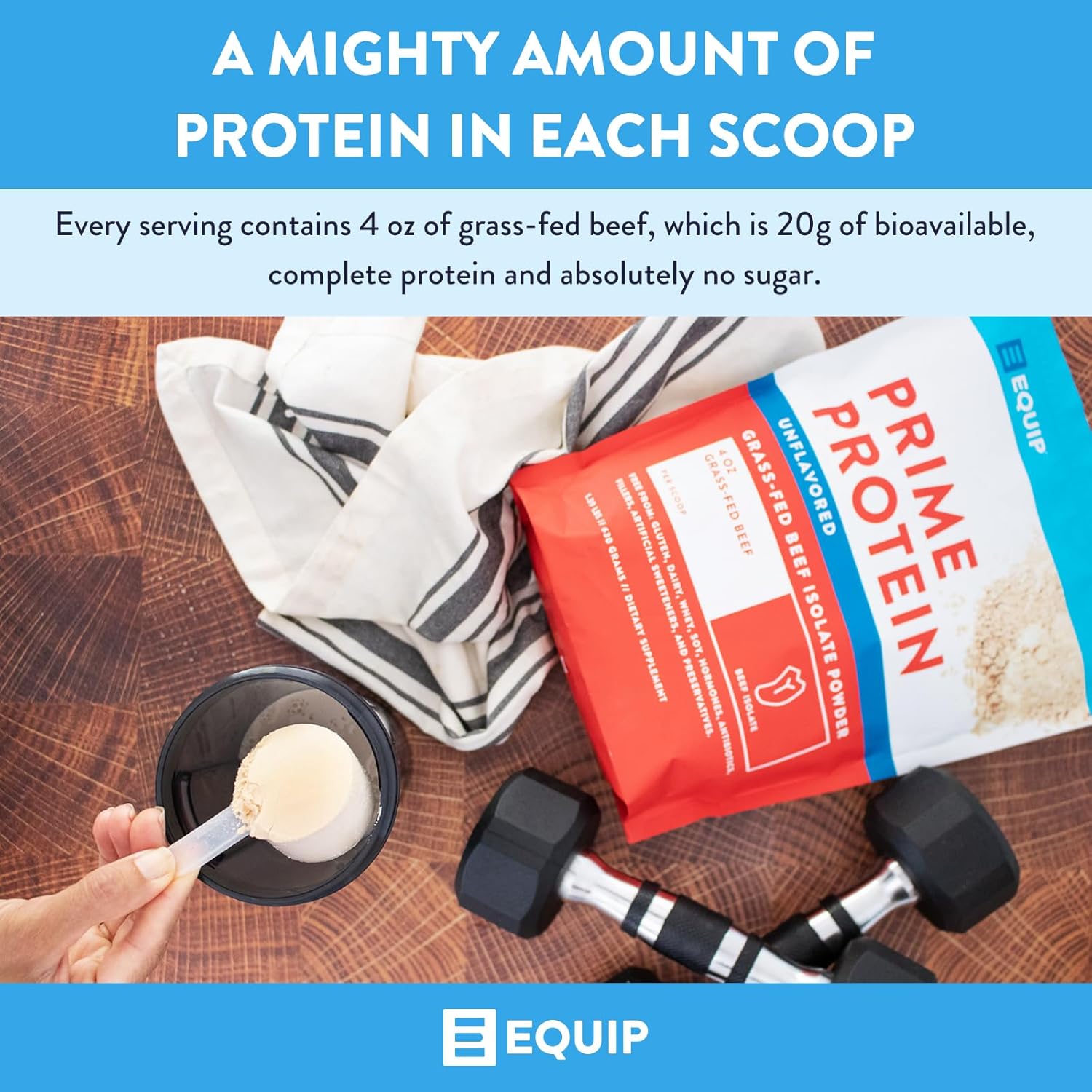 Equip Foods Prime Protein Powder and Core Colostrum Powder Combo Pack - Unflavored, Grass-Fed Whey Protein & Immune-Boosting Colostrum Powder