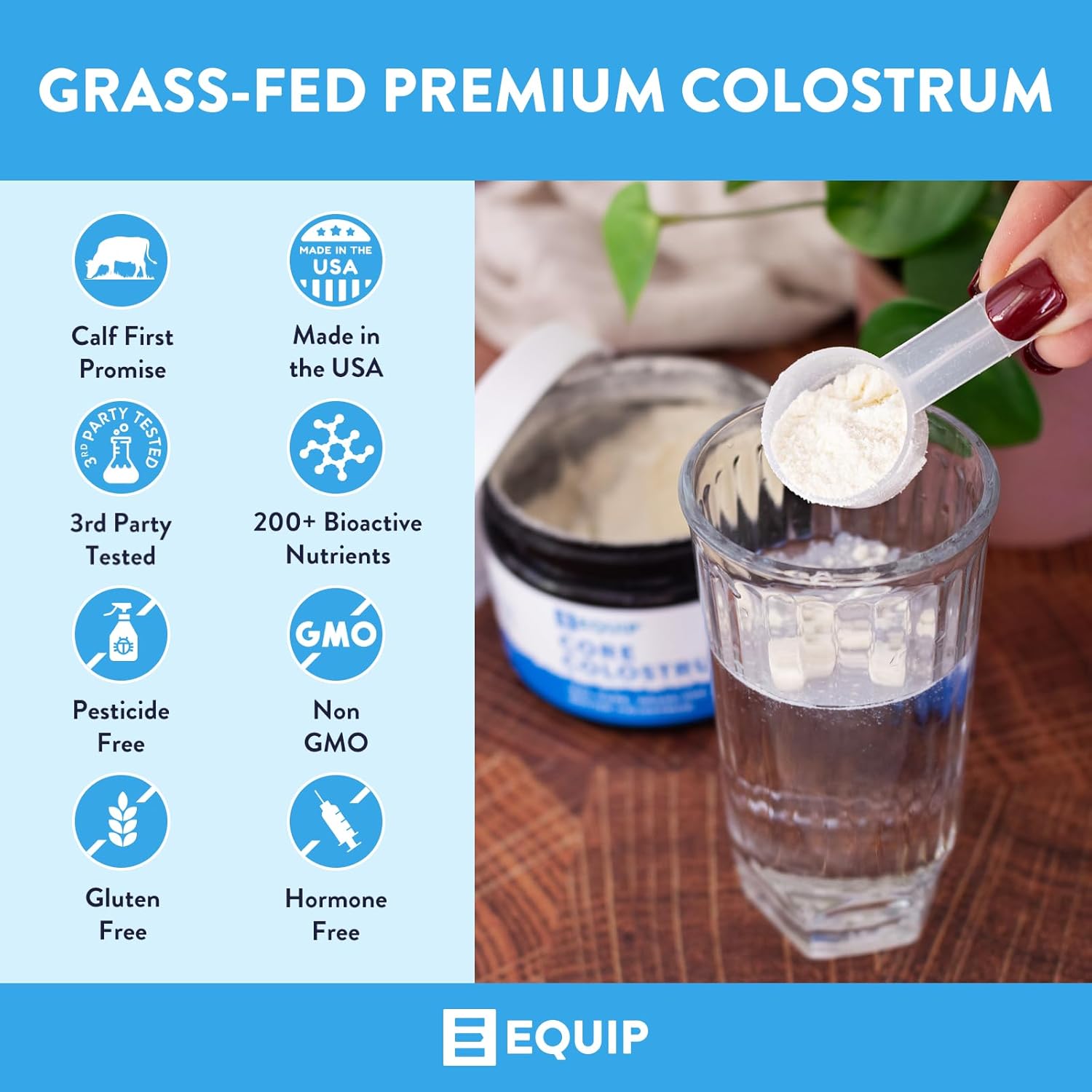 Equip Foods Prime Protein Powder and Core Colostrum Powder Combo Pack - Unflavored, Grass-Fed Whey Protein & Immune-Boosting Colostrum Powder