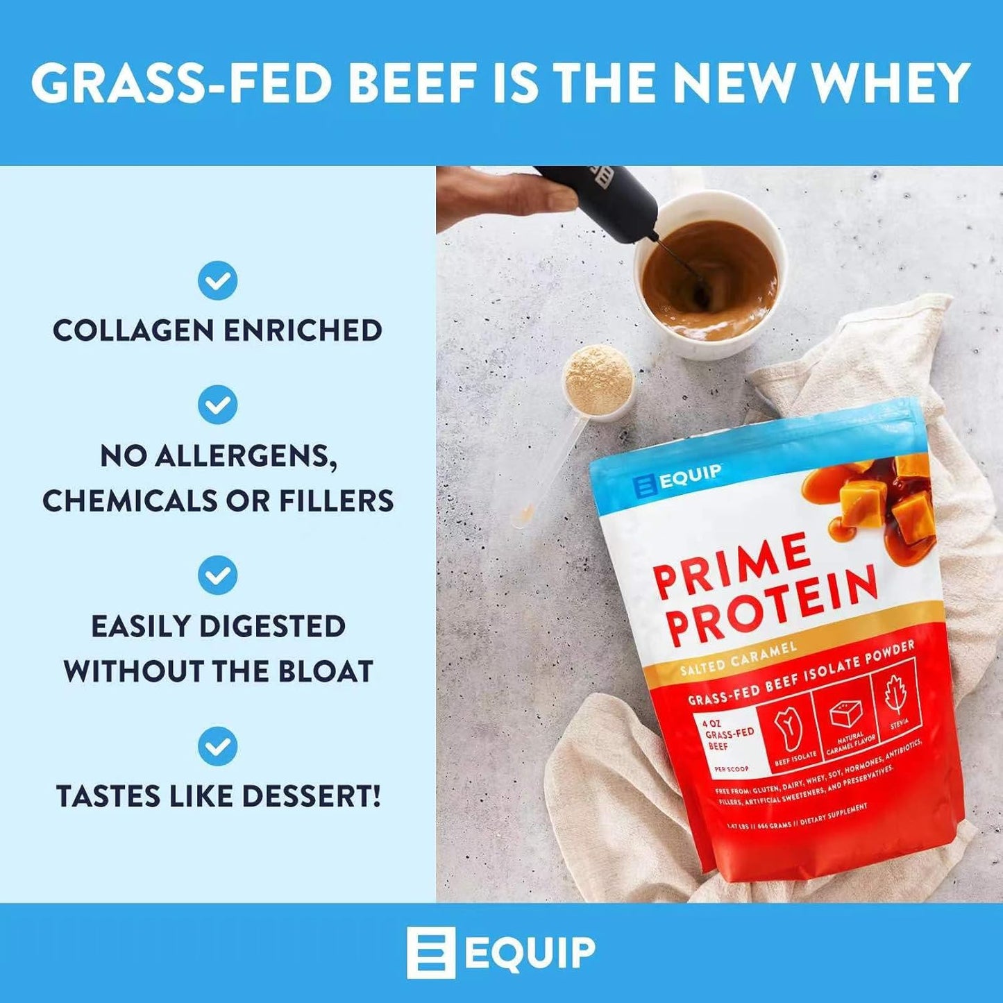 Equip Foods Prime Protein Powder Bundle - Unflavored and Salted Caramel Options for Muscle Recovery and Nutrition Boost