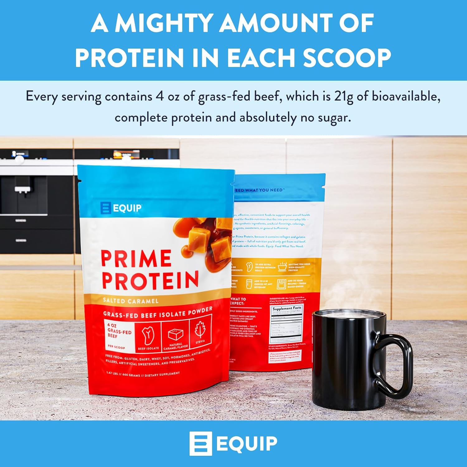 Equip Foods Prime Protein Powder Bundle - Unflavored and Salted Caramel Options for Muscle Recovery and Nutrition Boost