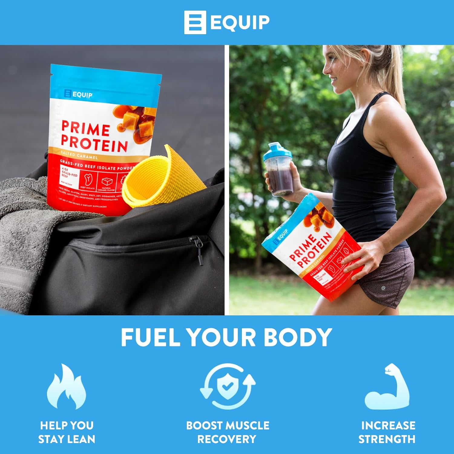 Equip Foods Prime Protein Powder Bundle - Unflavored and Salted Caramel Options for Muscle Recovery and Nutrition Boost