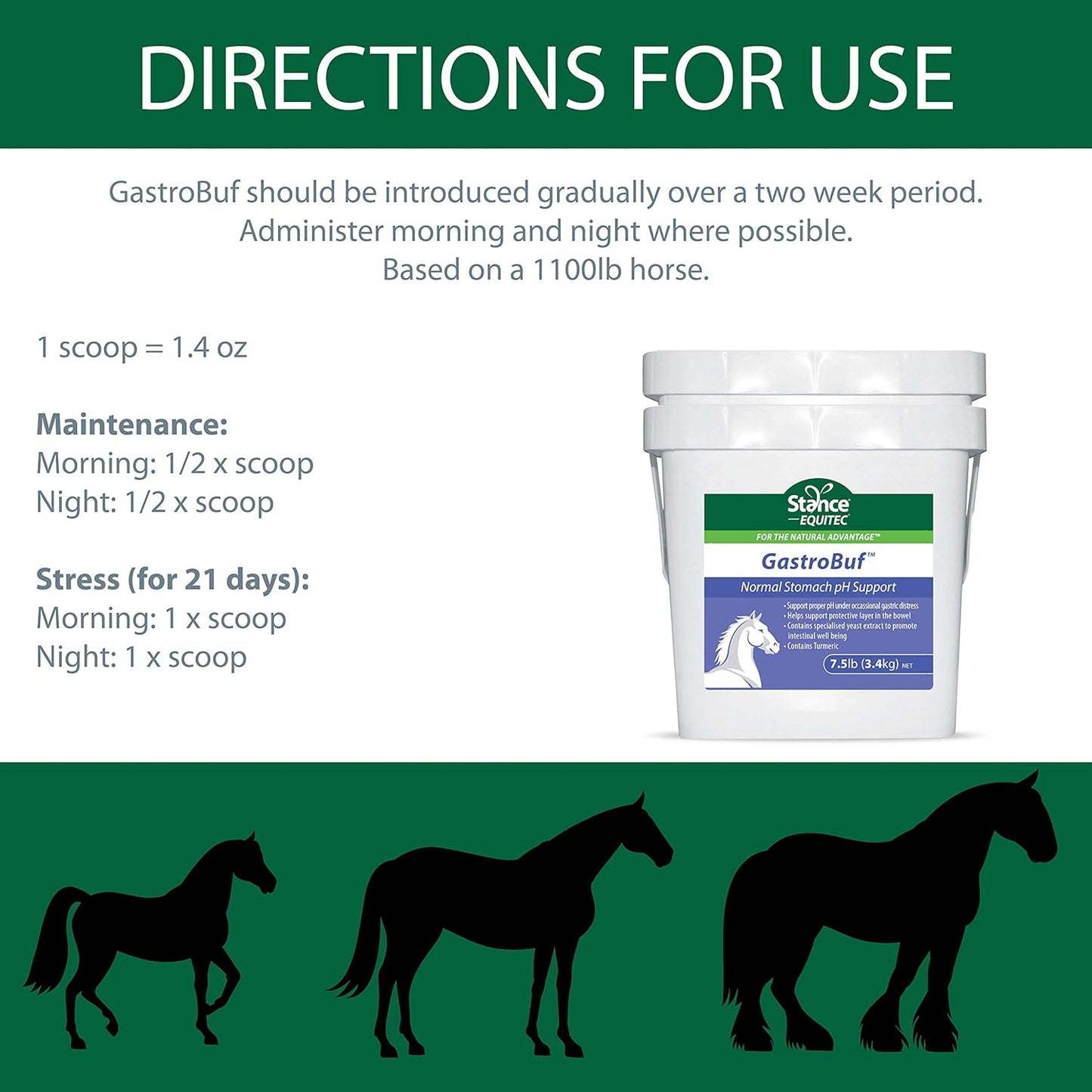 Equitec GastroBuf Horse Supplement - Supports Normal Stomach pH and Bowel Health - with Turmeric - 3.3 lb