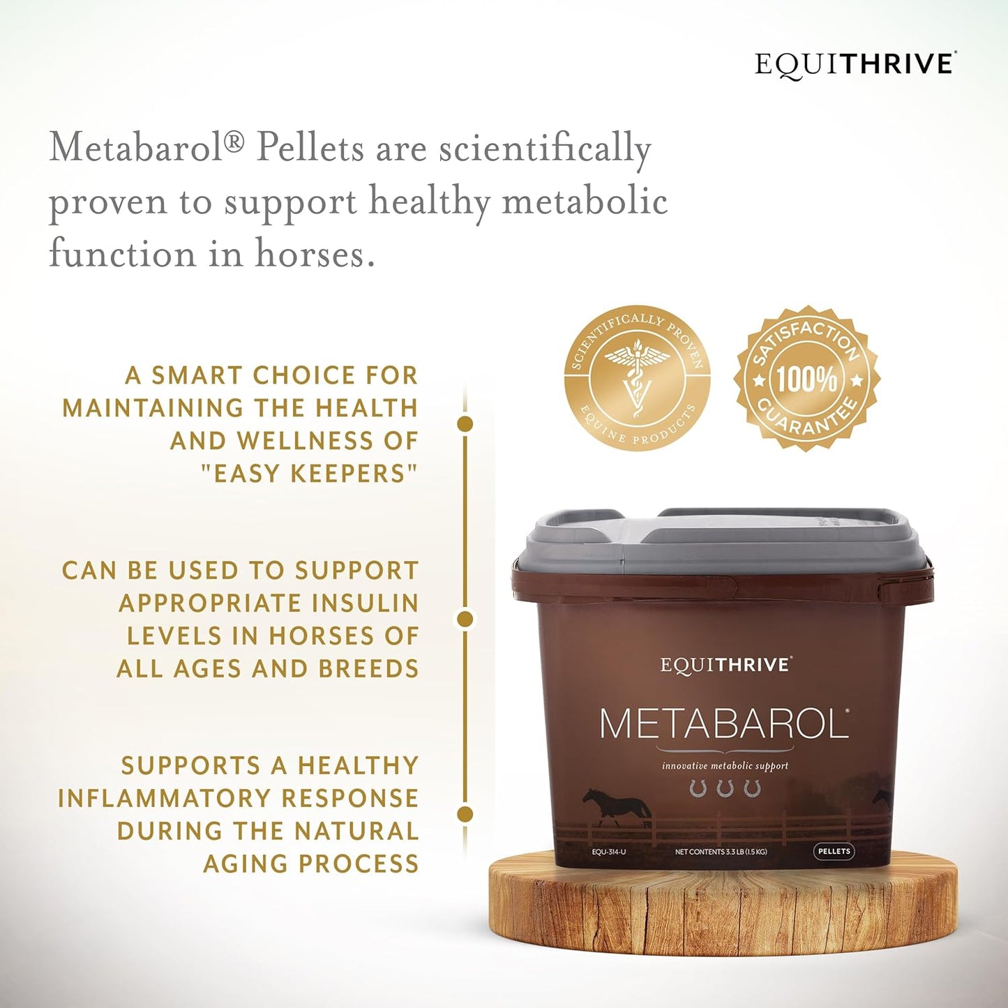 Equithrive Metabarol Horse Supplement Pellets - Metabolic Support with Resveratrol - 3.3 lbs