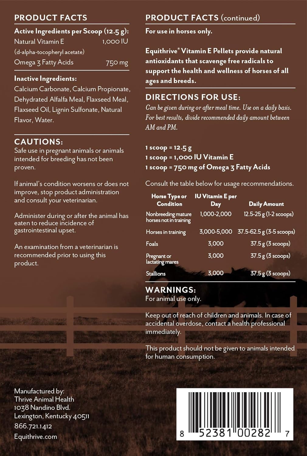 Equithrive Vitamin E Pellets with Omega 3 for Horses, Antioxidant Support, 10 lbs - Equine Products & Supplies