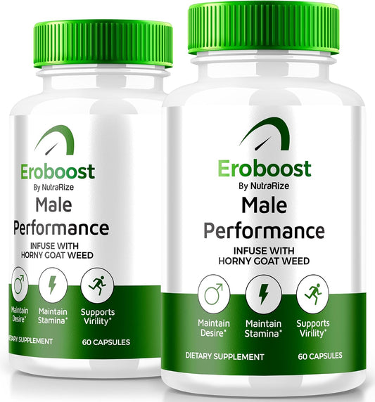Eroboost Male Supplement 2 Pack - Daily Nutrition for Peak Performance, Official Formula Reviews - NutraRize (120 Capsules)