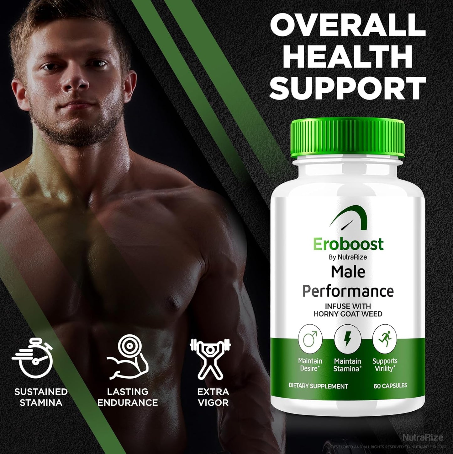 Eroboost Male Supplement 2 Pack - Daily Nutrition for Peak Performance, Official Formula Reviews - NutraRize (120 Capsules)
