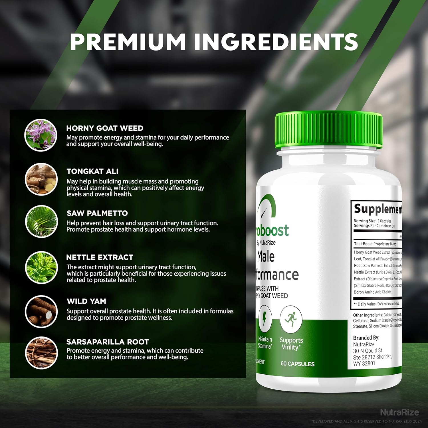 Eroboost Male Supplement 2 Pack - Daily Nutrition for Peak Performance, Official Formula Reviews - NutraRize (120 Capsules)