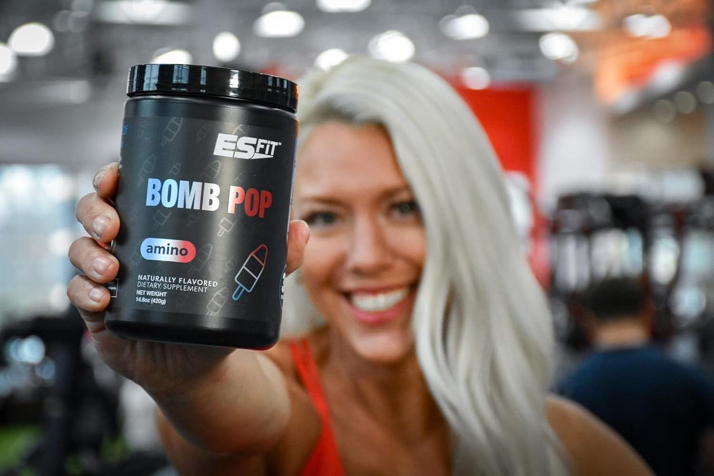 ES FIT Amino Powder - Electrolyte-Enhanced Pre and Post Workout Supplement - 2:1:1 BCAA Ratio, Amino Acids, Delicious Flavor, Certified Quality - Bomb Pop Flavor, 30 Servings