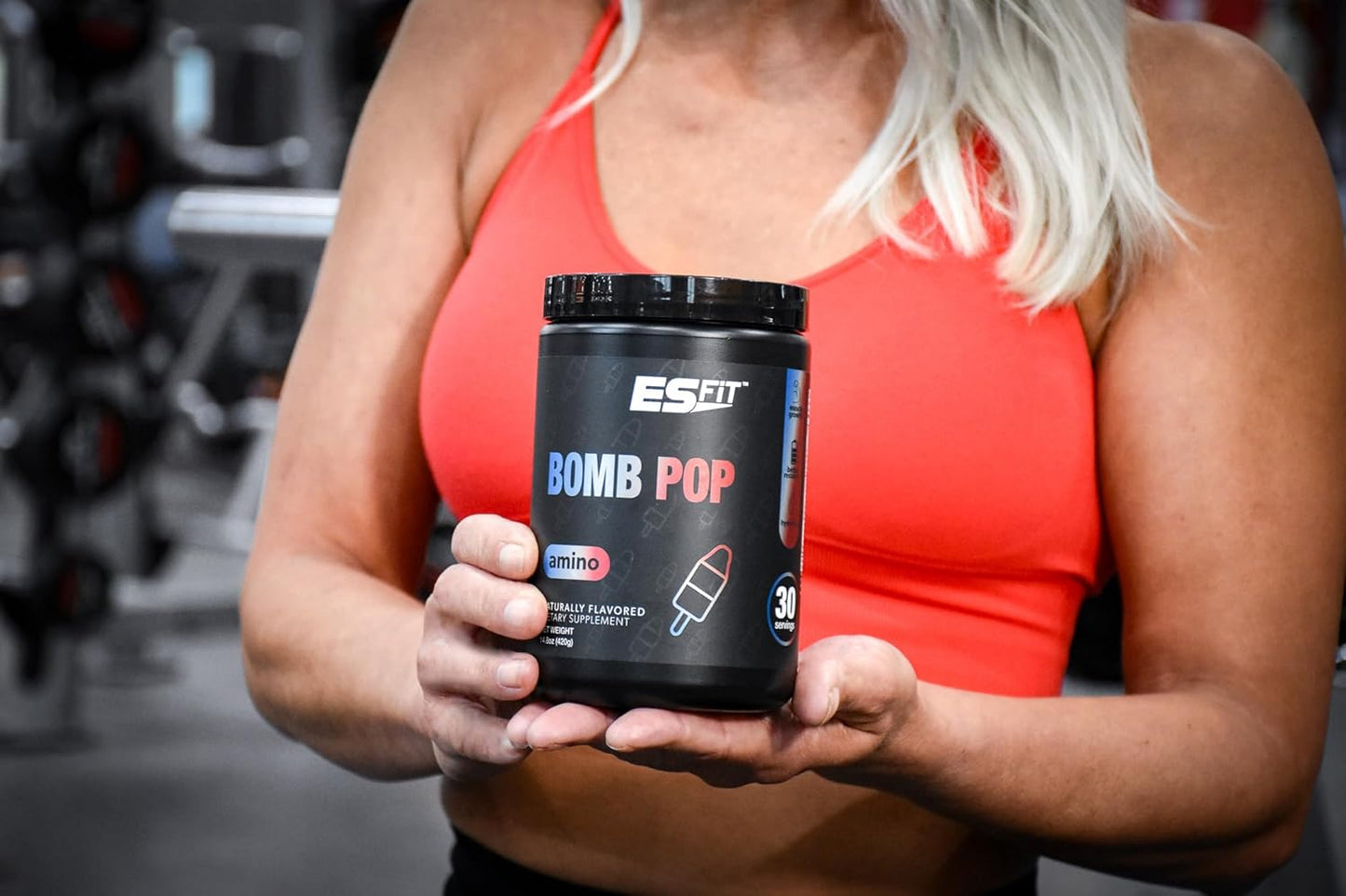 ES FIT Amino Powder - Electrolyte-Enhanced Pre and Post Workout Supplement - 2:1:1 BCAA Ratio, Amino Acids, Delicious Flavor, Certified Quality - Bomb Pop Flavor, 30 Servings