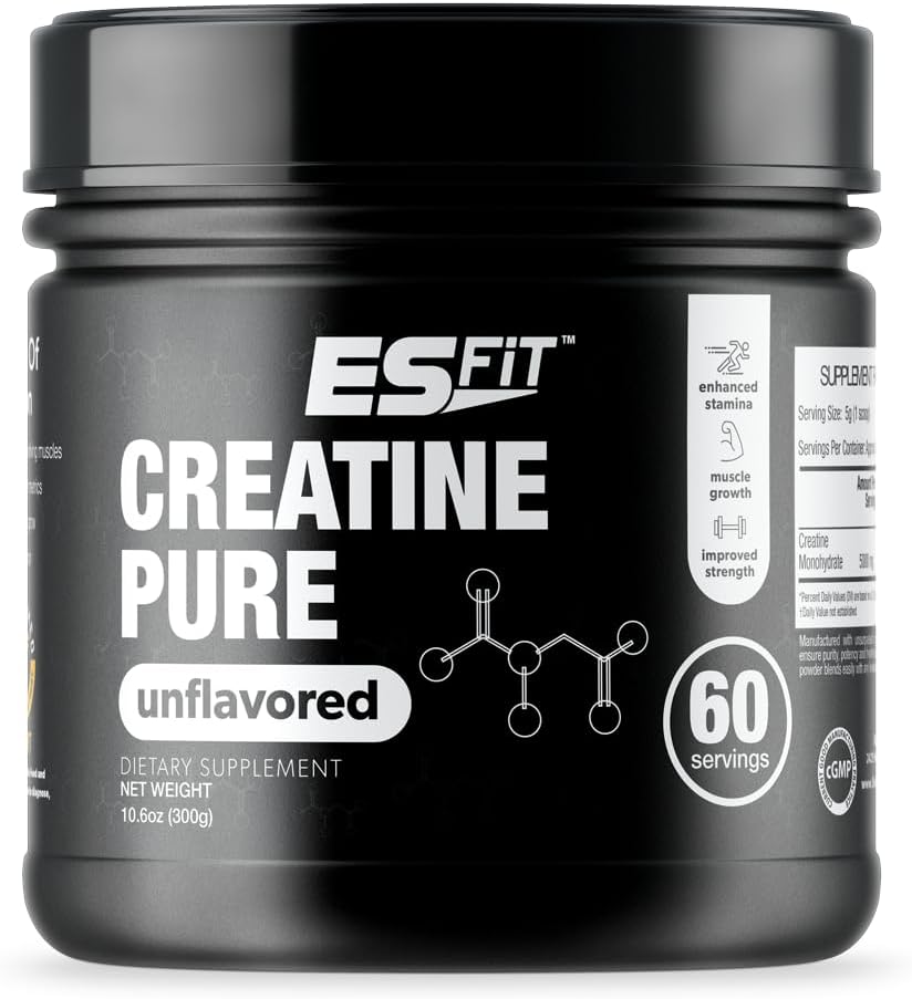 ES FIT Creatine Monohydrate Supplement - 5000mg, 60 Servings for Muscle Growth & Recovery