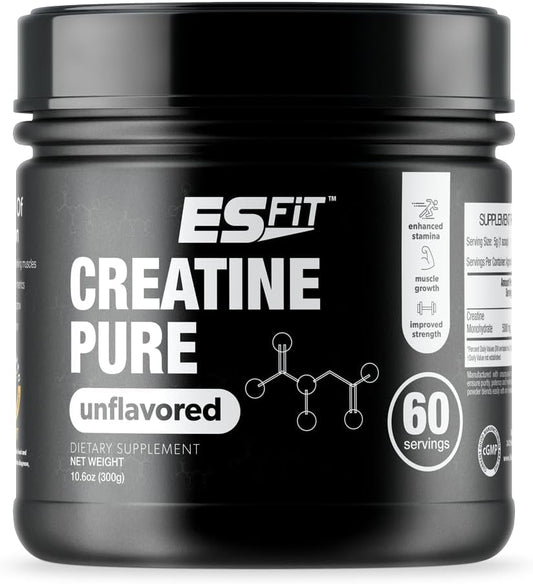 ES FIT Creatine Monohydrate Supplement - 5000mg, 60 Servings for Muscle Growth & Recovery