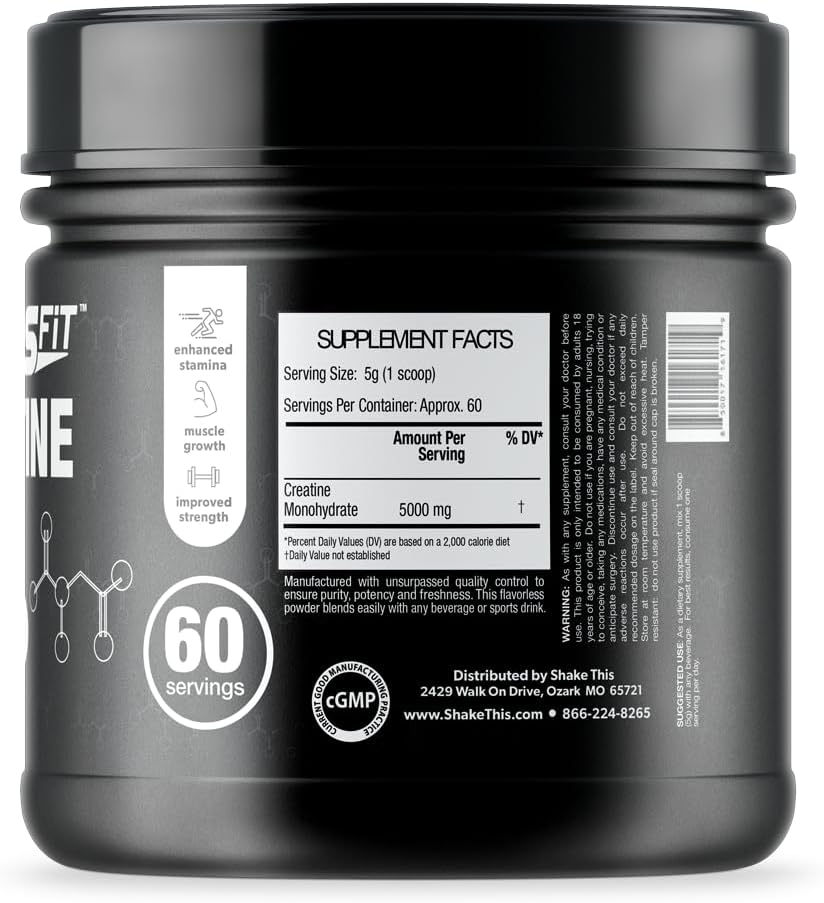 ES FIT Creatine Monohydrate Supplement - 5000mg, 60 Servings for Muscle Growth & Recovery