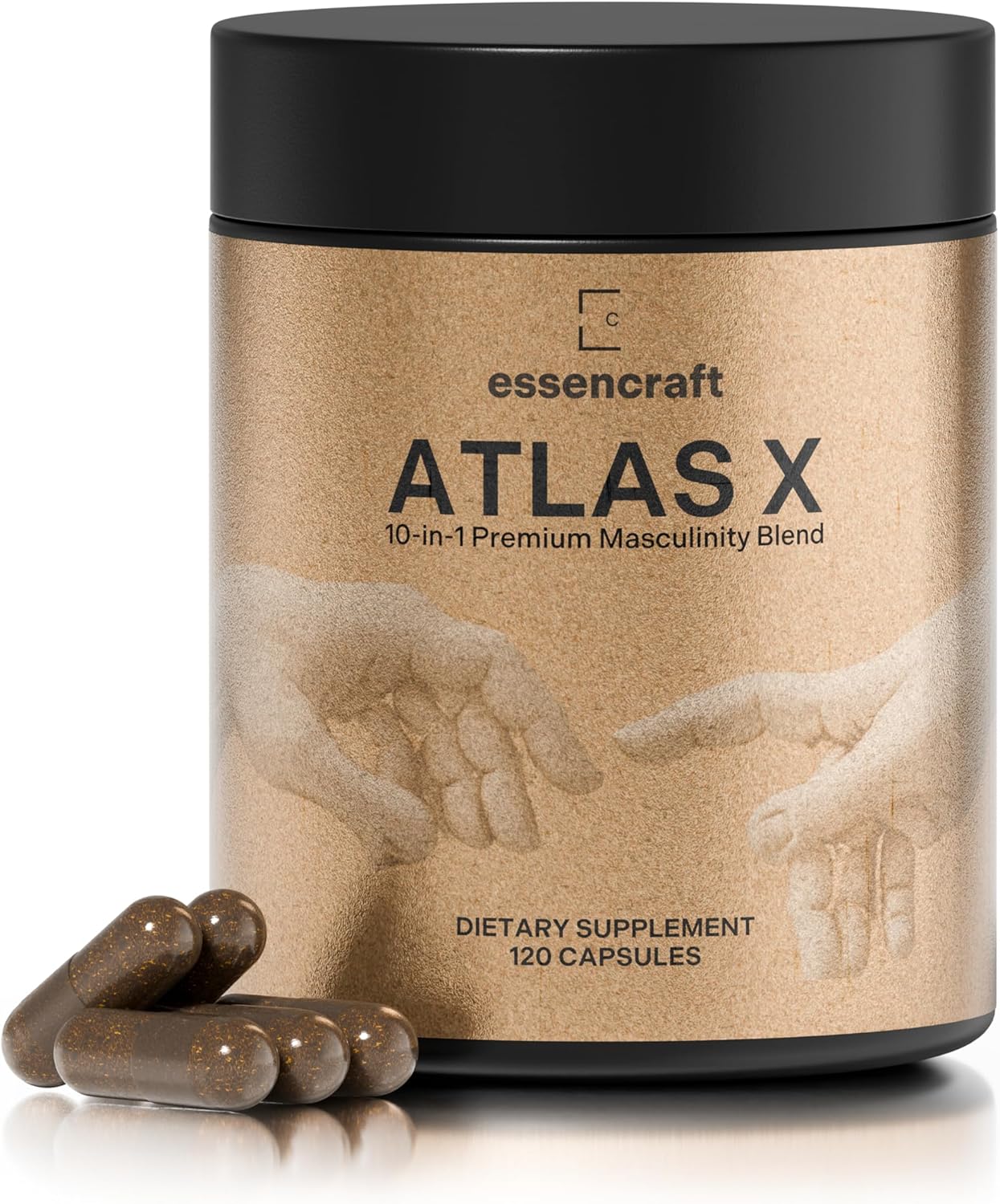 Essencraft ATLAS X 10-in-1 Men's Energy and Strength Supplement with Shilajit & Ashwagandha - 2 Month Supply