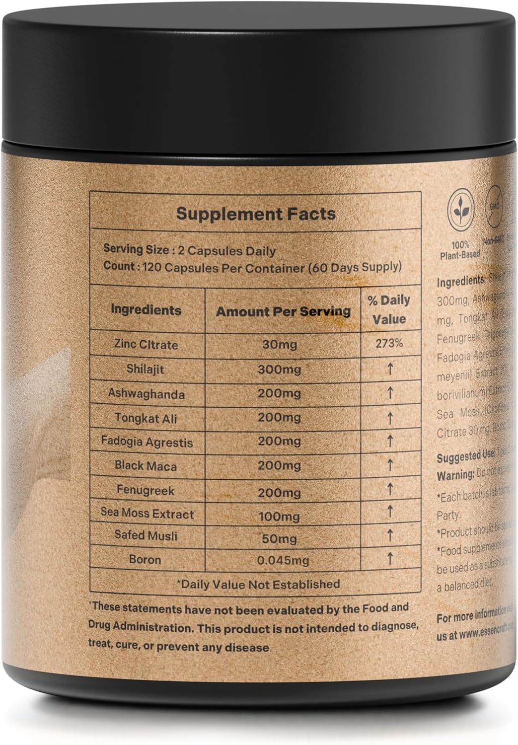 Essencraft ATLAS X 10-in-1 Men's Energy and Strength Supplement with Shilajit & Ashwagandha - 2 Month Supply