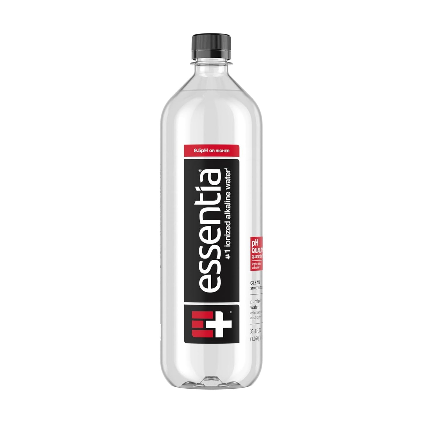Essentia Water 1L Bottle - 99.9% Pure Ionized Alkaline Water with Electrolytes, pH 9.5+, Smooth Taste