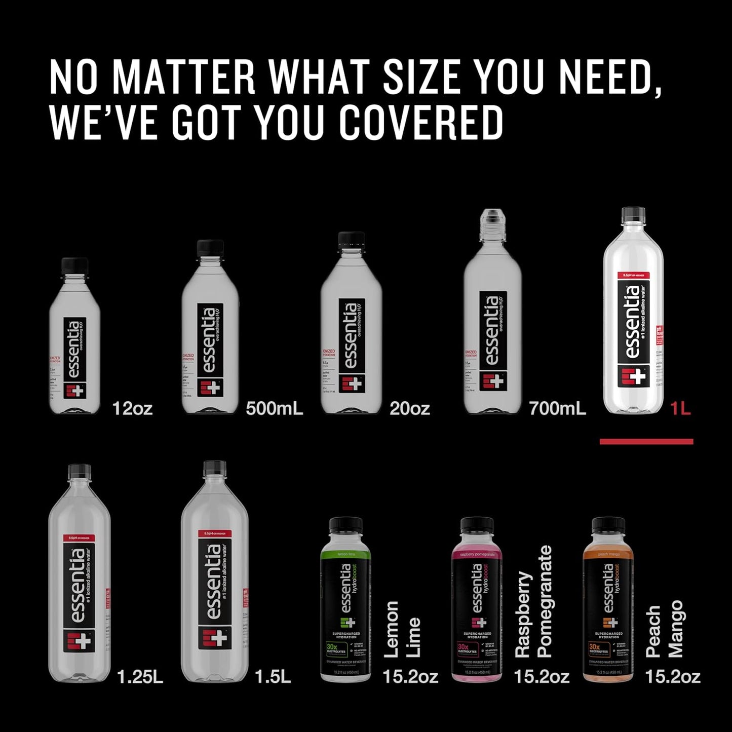 Essentia Water 1L Bottle - 99.9% Pure Ionized Alkaline Water with Electrolytes, pH 9.5+, Smooth Taste