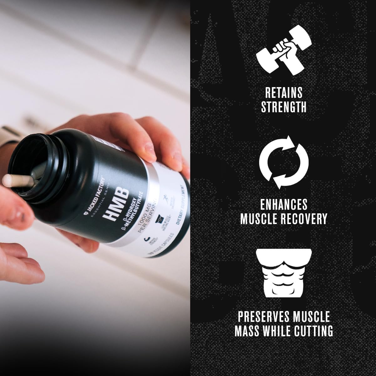 Essential HMB Capsules for Lean Muscle Growth, Preventing Breakdown, & Recovery - 120 Veggie Capsules