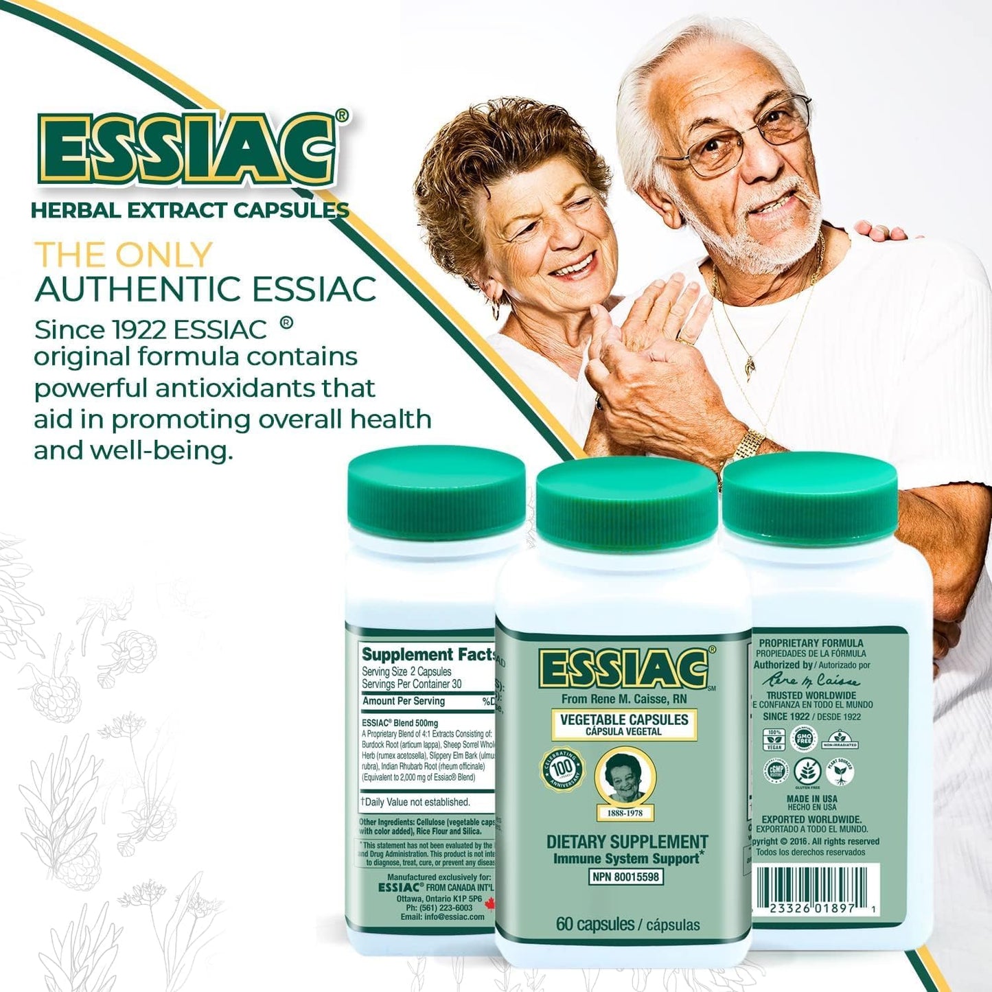 Essiac Tea Herbal Extract Capsules - 120 Capsules | Antioxidant Blend for Health & Well-Being | Original Formula Since 1922 (2-Pack)