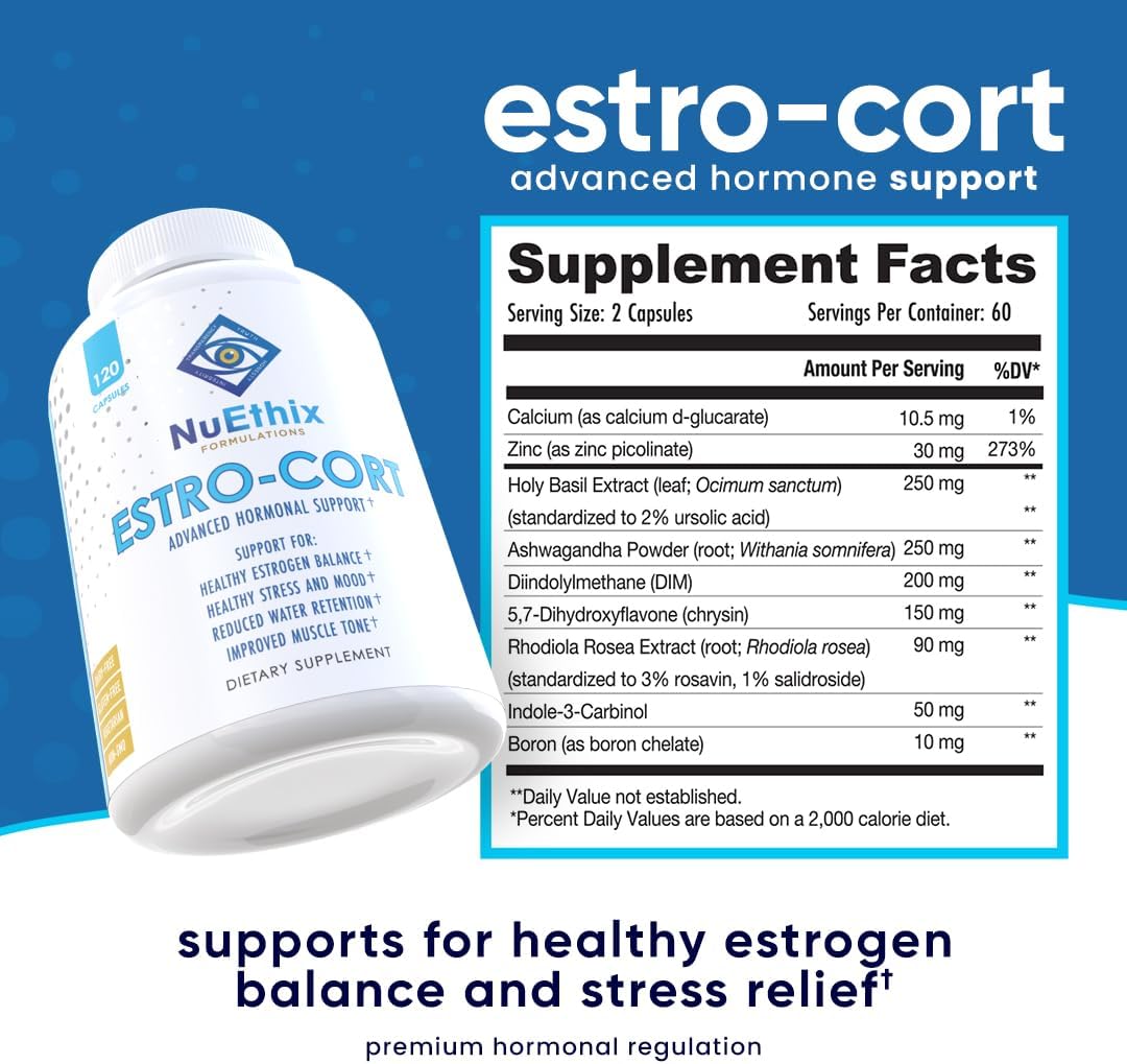 Estro-Cort Anti-Estrogen Nutritional Support Supplement - 120 Capsules by NuEthix Formulations
