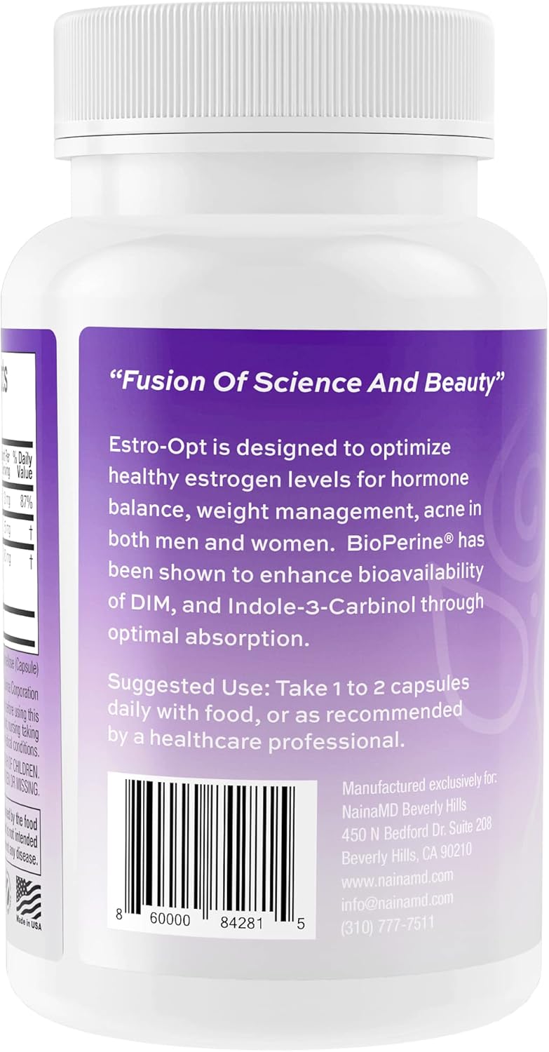 Estro-Opt Estrogen Blocker for Hormonal Balance in Men/Women, Teens - PCOS & Menopause Support, Testosterone & Skin Improvement