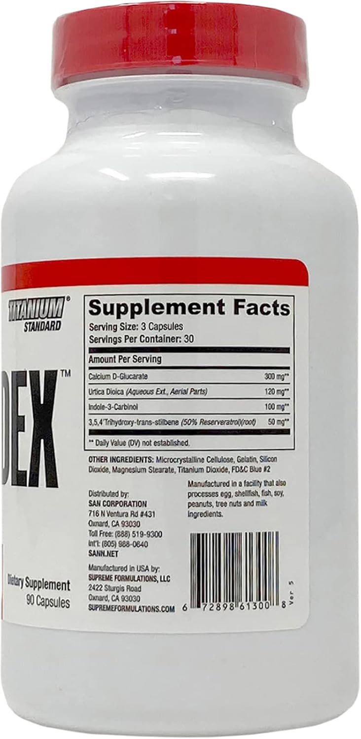 Estrodex Men's Hormone Balance Supplement with Estrogen Blocker & Aromatase Inhibitor - 90 Capsules, Gluten-Free Formula with Indole-3-Carbinol, CDG & Nettle Root for Men's Health & Fitness Booster