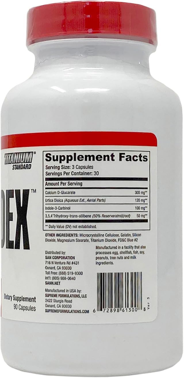 Estrodex Men's Hormone Balance Supplement with Estrogen Blocker & Aromatase Inhibitor - 90 Capsules, Gluten-Free Formula with Indole-3-Carbinol, CDG & Nettle Root for Men's Health & Fitness Booster
